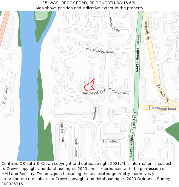 15, WASHBROOK ROAD, BRIDGNORTH, WV15 6BH: Location map and indicative extent of plot