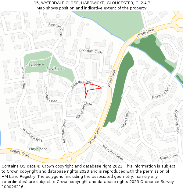 15, WATERDALE CLOSE, HARDWICKE, GLOUCESTER, GL2 4JB: Location map and indicative extent of plot