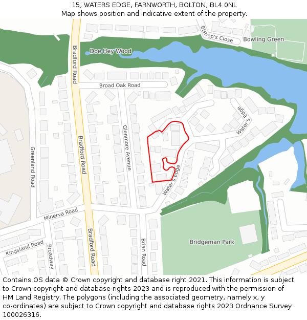 15, WATERS EDGE, FARNWORTH, BOLTON, BL4 0NL: Location map and indicative extent of plot