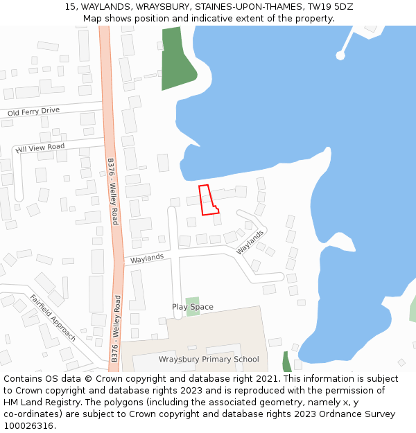 15, WAYLANDS, WRAYSBURY, STAINES-UPON-THAMES, TW19 5DZ: Location map and indicative extent of plot