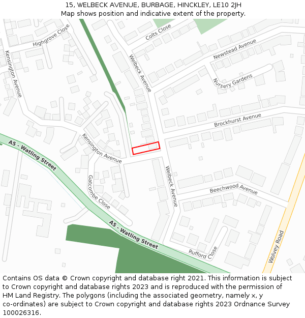 15, WELBECK AVENUE, BURBAGE, HINCKLEY, LE10 2JH: Location map and indicative extent of plot