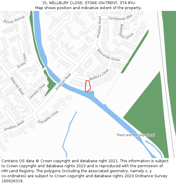 15, WELLBURY CLOSE, STOKE-ON-TRENT, ST4 8YU: Location map and indicative extent of plot