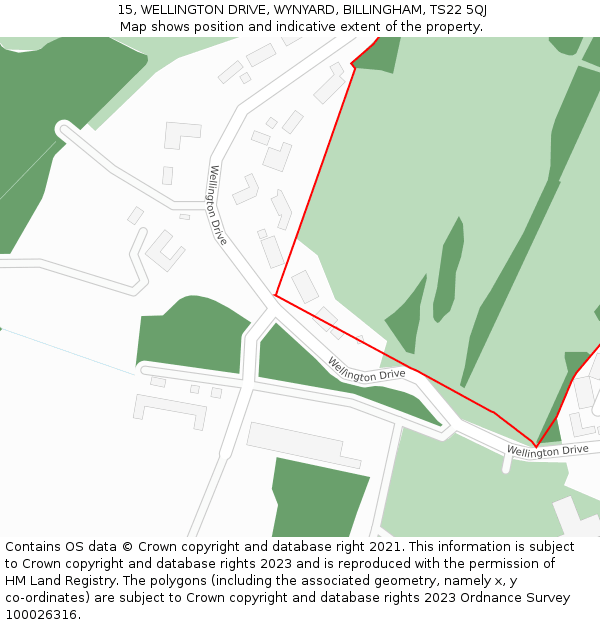 15, WELLINGTON DRIVE, WYNYARD, BILLINGHAM, TS22 5QJ: Location map and indicative extent of plot