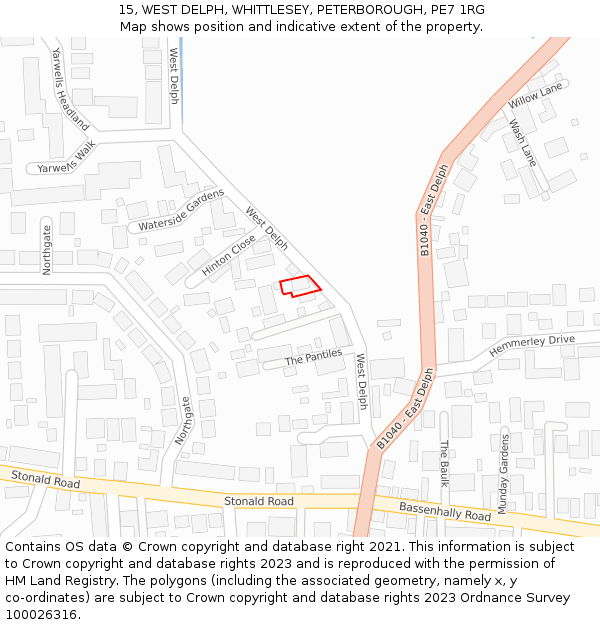 15, WEST DELPH, WHITTLESEY, PETERBOROUGH, PE7 1RG: Location map and indicative extent of plot