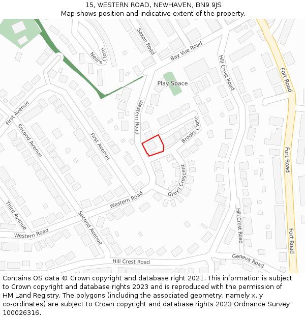 15, WESTERN ROAD, NEWHAVEN, BN9 9JS: Location map and indicative extent of plot