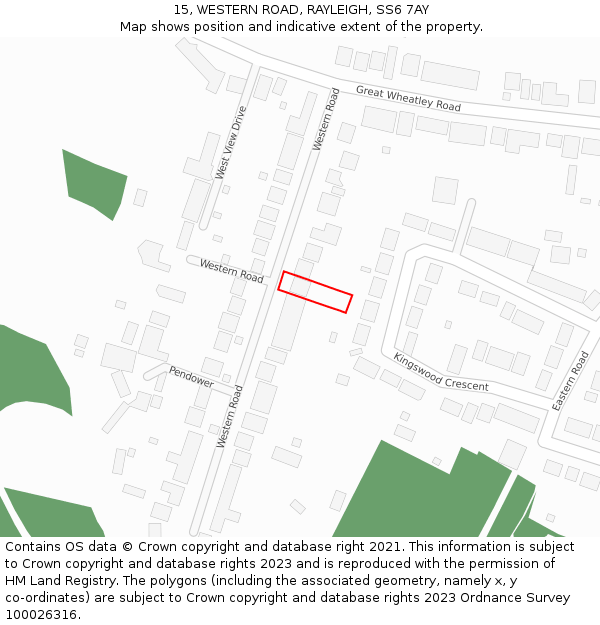 15, WESTERN ROAD, RAYLEIGH, SS6 7AY: Location map and indicative extent of plot