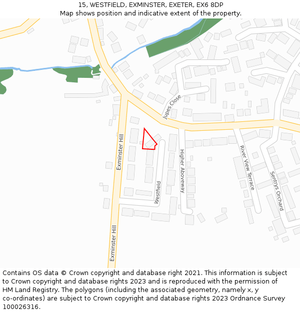 15, WESTFIELD, EXMINSTER, EXETER, EX6 8DP: Location map and indicative extent of plot