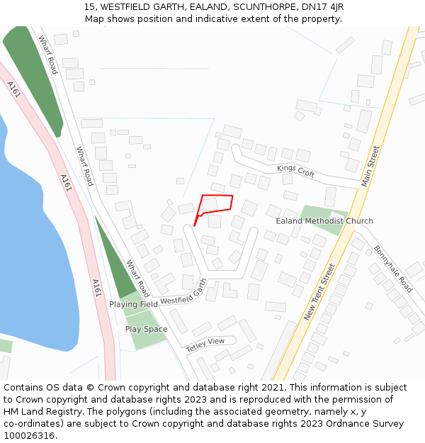 15, WESTFIELD GARTH, EALAND, SCUNTHORPE, DN17 4JR: Location map and indicative extent of plot