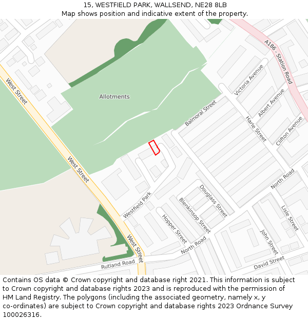 15, WESTFIELD PARK, WALLSEND, NE28 8LB: Location map and indicative extent of plot