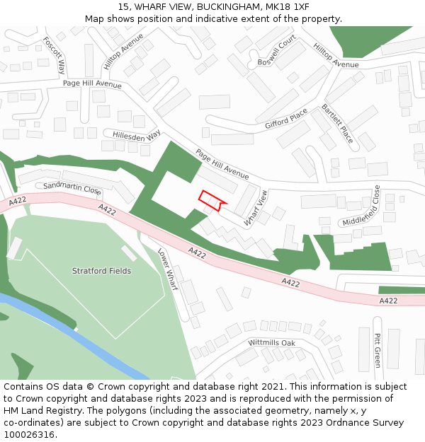 15, WHARF VIEW, BUCKINGHAM, MK18 1XF: Location map and indicative extent of plot