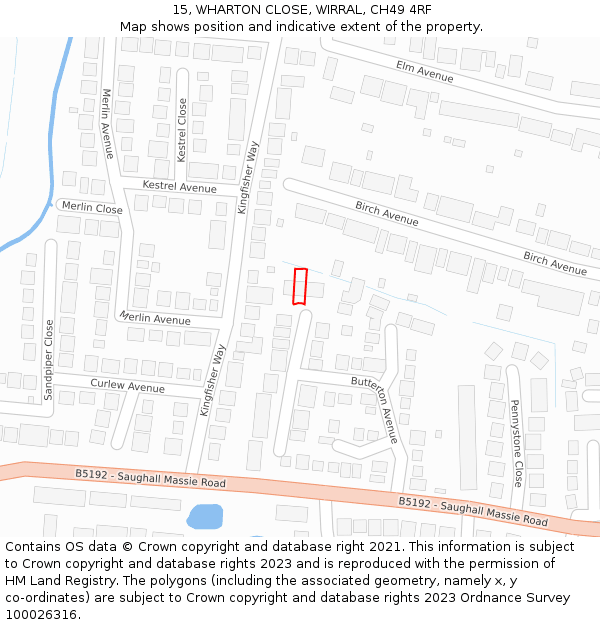 15, WHARTON CLOSE, WIRRAL, CH49 4RF: Location map and indicative extent of plot