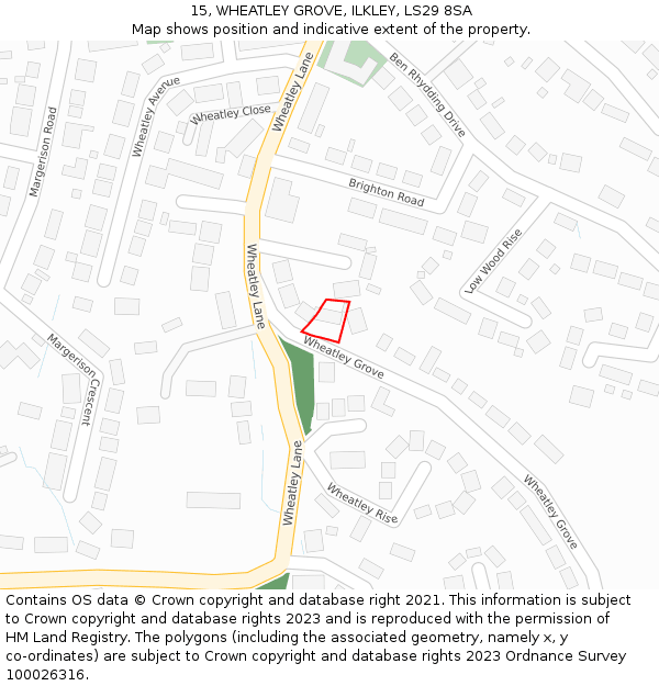 15, WHEATLEY GROVE, ILKLEY, LS29 8SA: Location map and indicative extent of plot