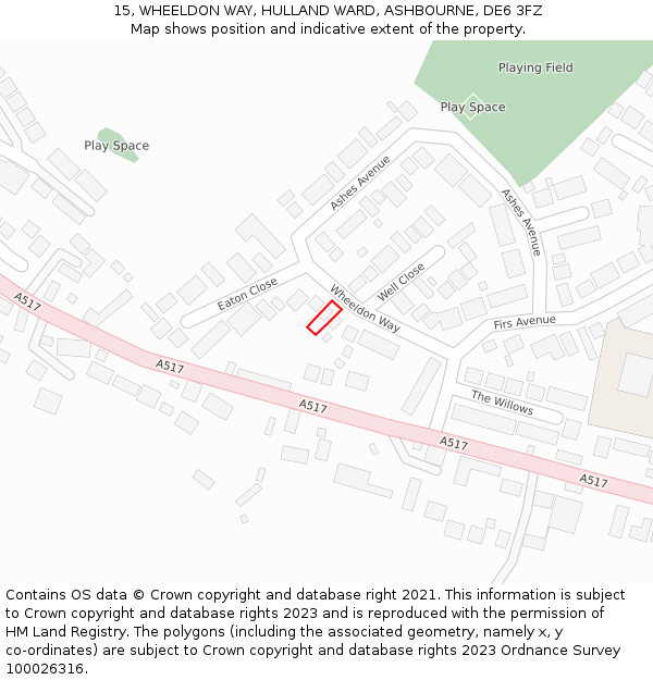 15, WHEELDON WAY, HULLAND WARD, ASHBOURNE, DE6 3FZ: Location map and indicative extent of plot