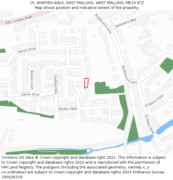 15, WHIFFEN WALK, EAST MALLING, WEST MALLING, ME19 6TZ: Location map and indicative extent of plot