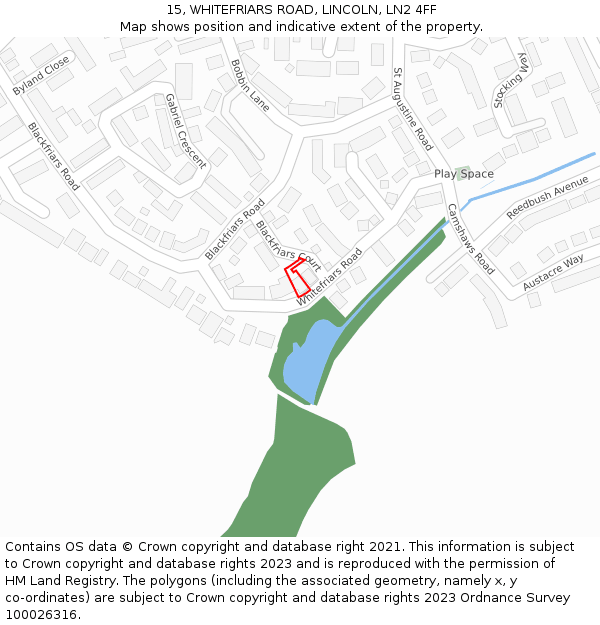 15, WHITEFRIARS ROAD, LINCOLN, LN2 4FF: Location map and indicative extent of plot