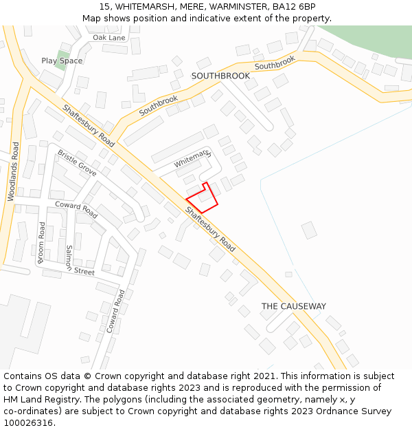 15, WHITEMARSH, MERE, WARMINSTER, BA12 6BP: Location map and indicative extent of plot