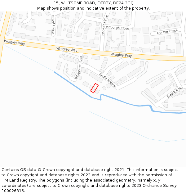 15, WHITSOME ROAD, DERBY, DE24 3GQ: Location map and indicative extent of plot