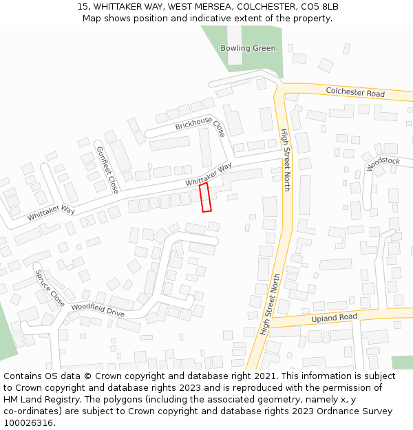 15, WHITTAKER WAY, WEST MERSEA, COLCHESTER, CO5 8LB: Location map and indicative extent of plot