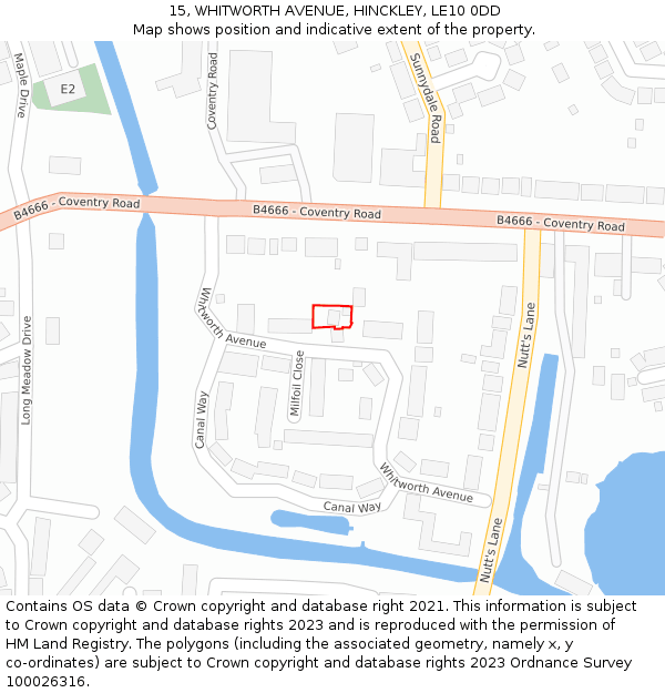 15, WHITWORTH AVENUE, HINCKLEY, LE10 0DD: Location map and indicative extent of plot