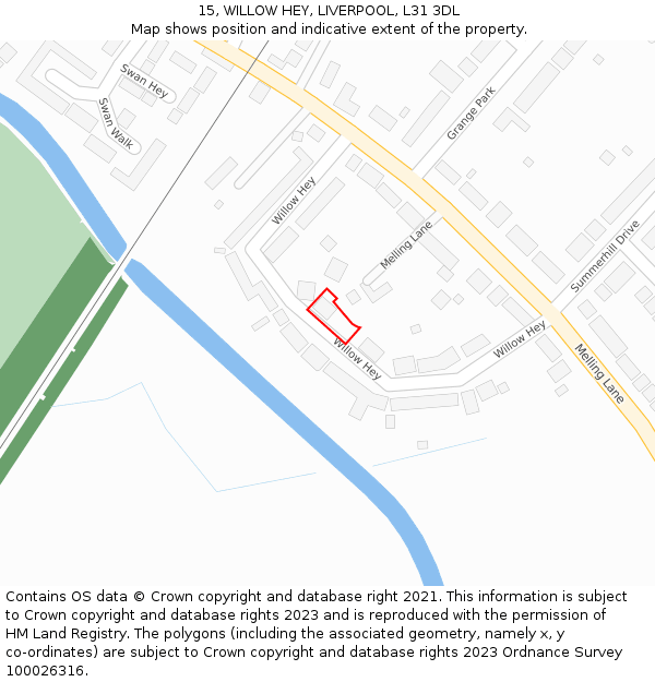 15, WILLOW HEY, LIVERPOOL, L31 3DL: Location map and indicative extent of plot