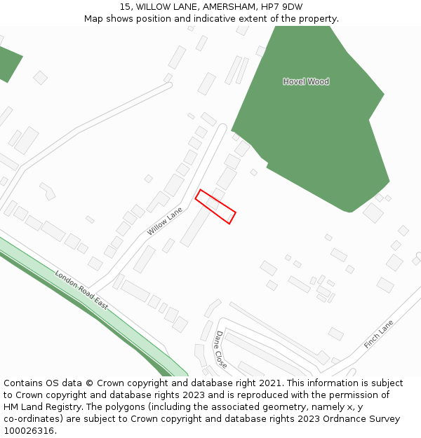 15, WILLOW LANE, AMERSHAM, HP7 9DW: Location map and indicative extent of plot