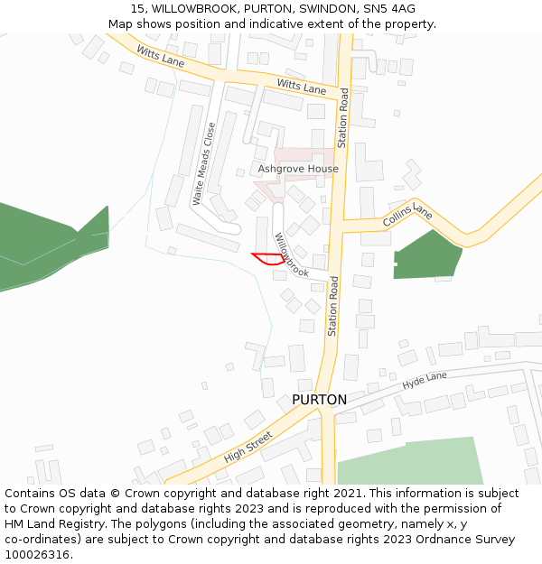 15, WILLOWBROOK, PURTON, SWINDON, SN5 4AG: Location map and indicative extent of plot