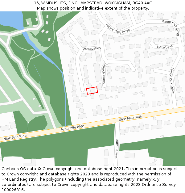 15, WIMBUSHES, FINCHAMPSTEAD, WOKINGHAM, RG40 4XG: Location map and indicative extent of plot