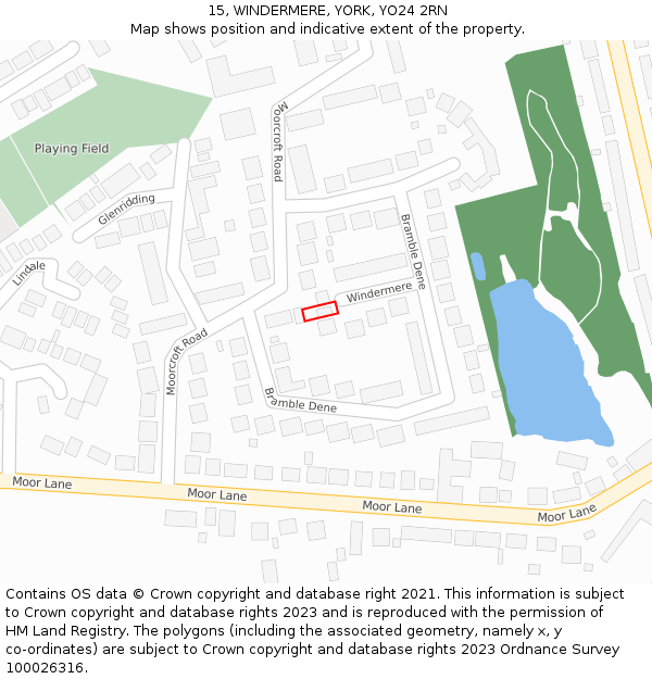 15, WINDERMERE, YORK, YO24 2RN: Location map and indicative extent of plot