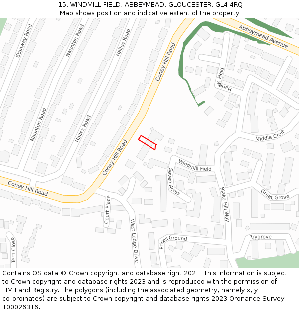 15, WINDMILL FIELD, ABBEYMEAD, GLOUCESTER, GL4 4RQ: Location map and indicative extent of plot