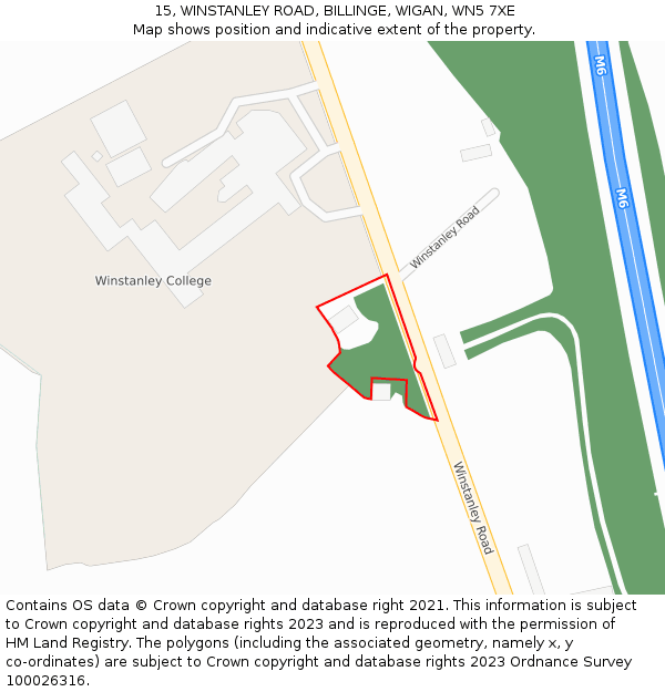 15, WINSTANLEY ROAD, BILLINGE, WIGAN, WN5 7XE: Location map and indicative extent of plot