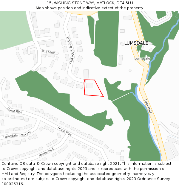 15, WISHING STONE WAY, MATLOCK, DE4 5LU: Location map and indicative extent of plot