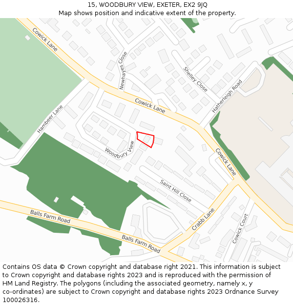 15, WOODBURY VIEW, EXETER, EX2 9JQ: Location map and indicative extent of plot