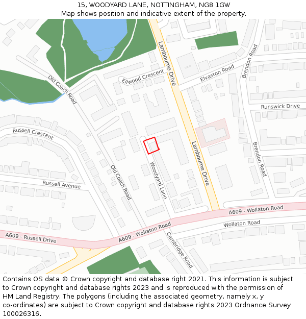 15, WOODYARD LANE, NOTTINGHAM, NG8 1GW: Location map and indicative extent of plot