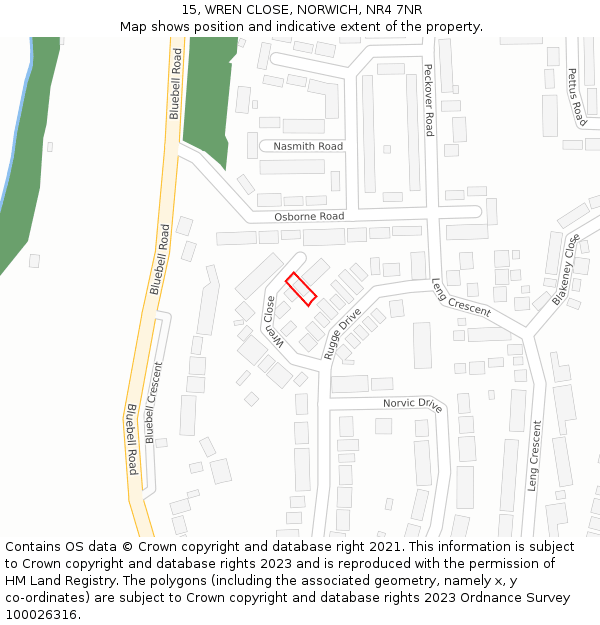 15, WREN CLOSE, NORWICH, NR4 7NR: Location map and indicative extent of plot