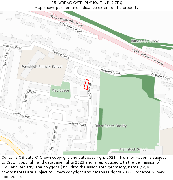 15, WRENS GATE, PLYMOUTH, PL9 7BQ: Location map and indicative extent of plot
