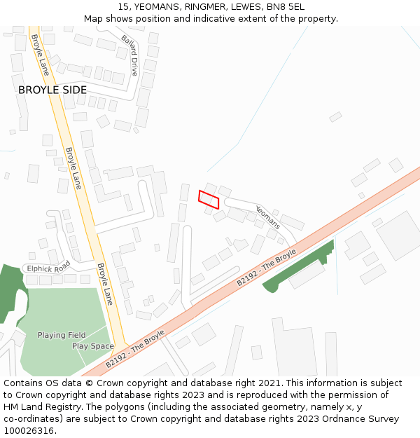 15, YEOMANS, RINGMER, LEWES, BN8 5EL: Location map and indicative extent of plot