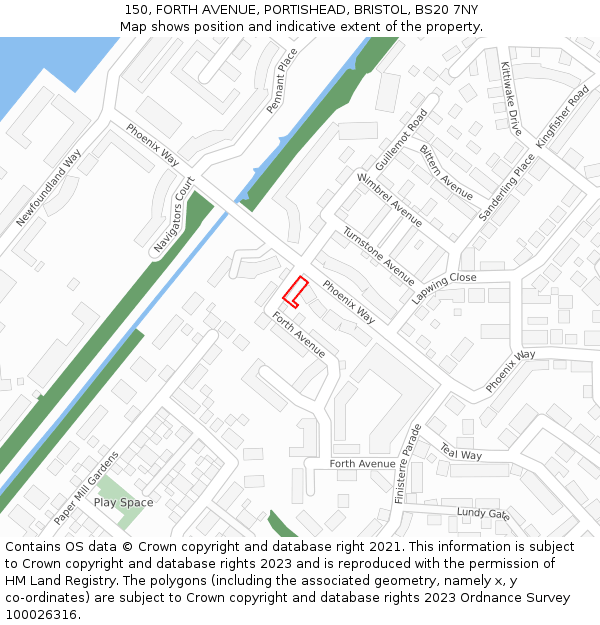 150, FORTH AVENUE, PORTISHEAD, BRISTOL, BS20 7NY: Location map and indicative extent of plot