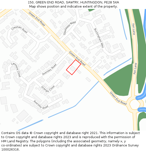 150, GREEN END ROAD, SAWTRY, HUNTINGDON, PE28 5XA: Location map and indicative extent of plot