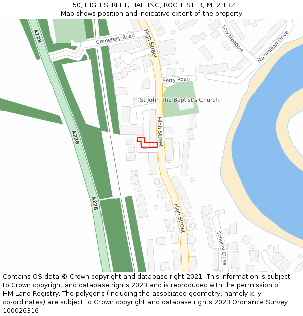 150, HIGH STREET, HALLING, ROCHESTER, ME2 1BZ: Location map and indicative extent of plot