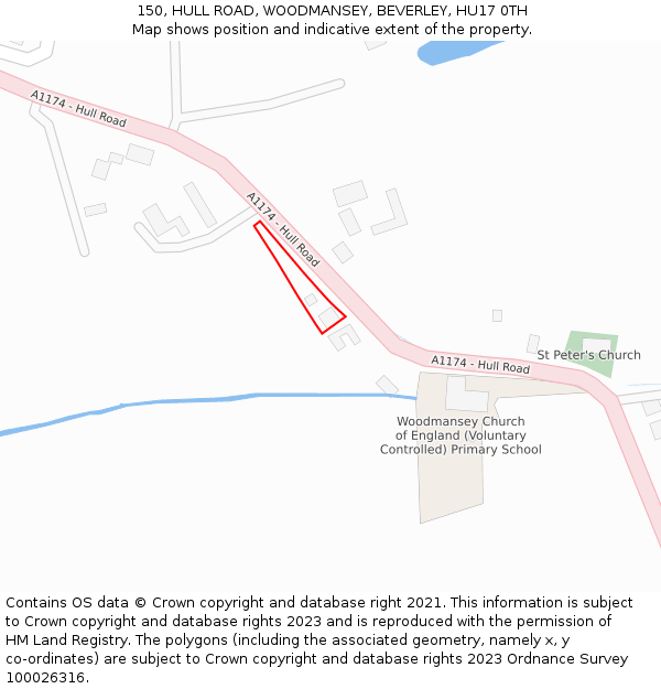 150, HULL ROAD, WOODMANSEY, BEVERLEY, HU17 0TH: Location map and indicative extent of plot