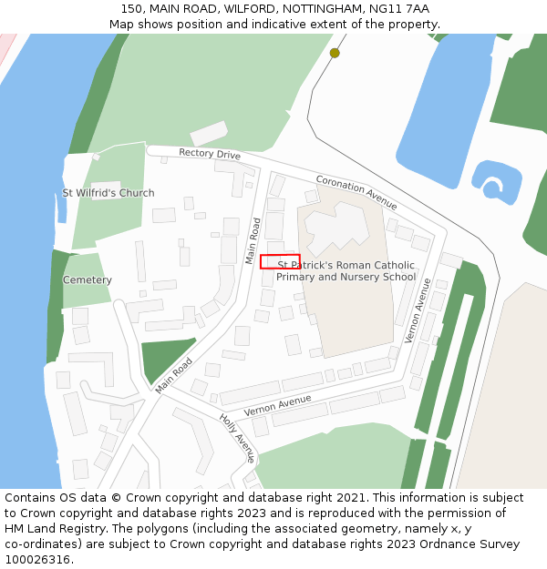 150, MAIN ROAD, WILFORD, NOTTINGHAM, NG11 7AA: Location map and indicative extent of plot