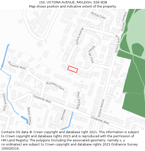 150, VICTORIA AVENUE, RAYLEIGH, SS6 9DB: Location map and indicative extent of plot