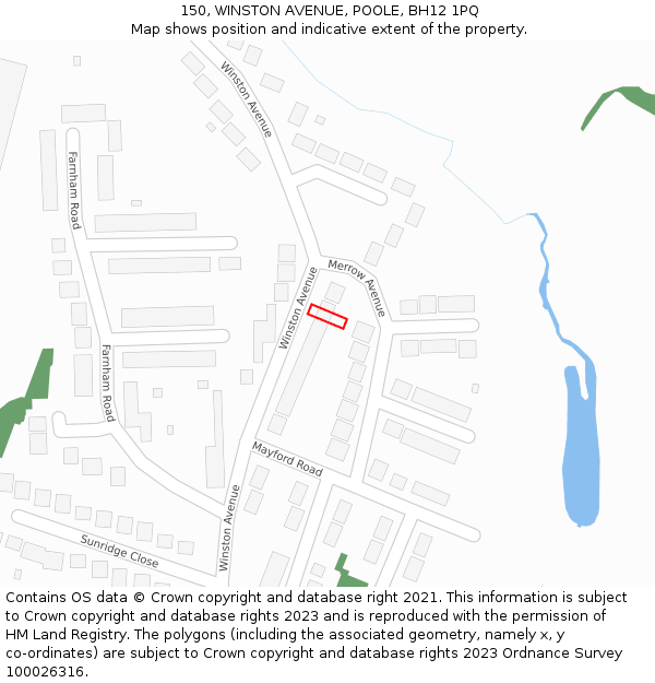 150, WINSTON AVENUE, POOLE, BH12 1PQ: Location map and indicative extent of plot