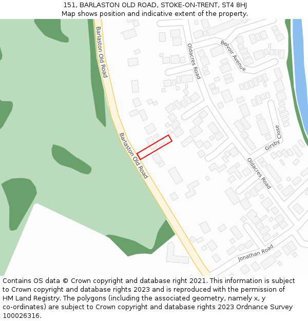 151, BARLASTON OLD ROAD, STOKE-ON-TRENT, ST4 8HJ: Location map and indicative extent of plot