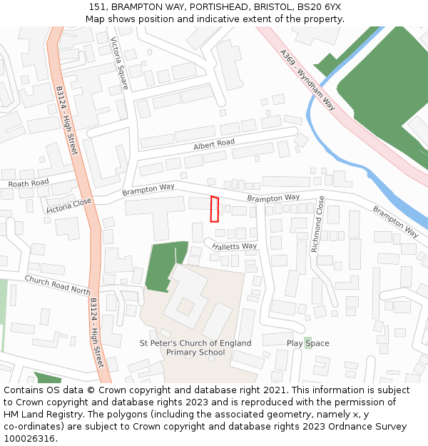 151, BRAMPTON WAY, PORTISHEAD, BRISTOL, BS20 6YX: Location map and indicative extent of plot