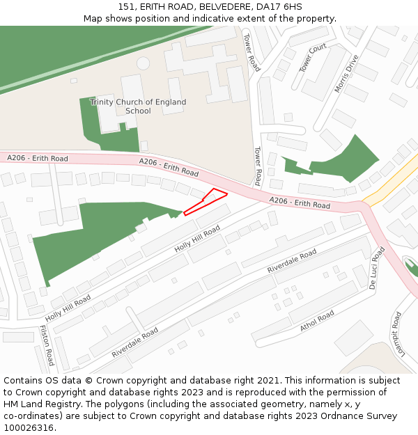 151, ERITH ROAD, BELVEDERE, DA17 6HS: Location map and indicative extent of plot