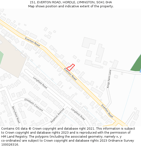 151, EVERTON ROAD, HORDLE, LYMINGTON, SO41 0HA: Location map and indicative extent of plot