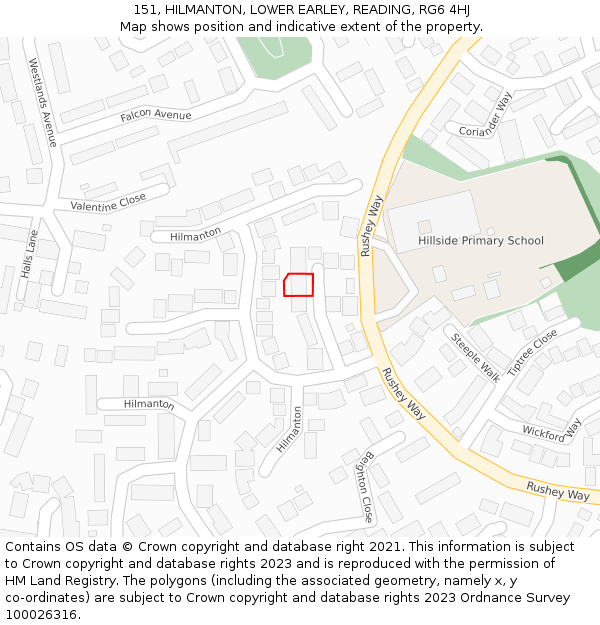 151, HILMANTON, LOWER EARLEY, READING, RG6 4HJ: Location map and indicative extent of plot