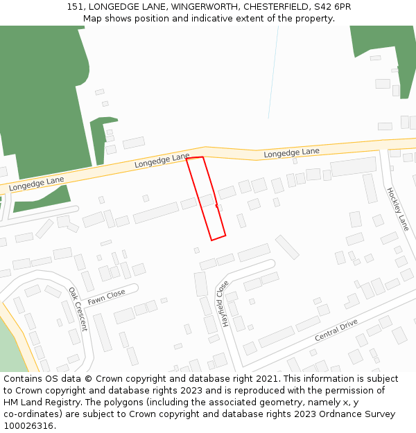 151, LONGEDGE LANE, WINGERWORTH, CHESTERFIELD, S42 6PR: Location map and indicative extent of plot