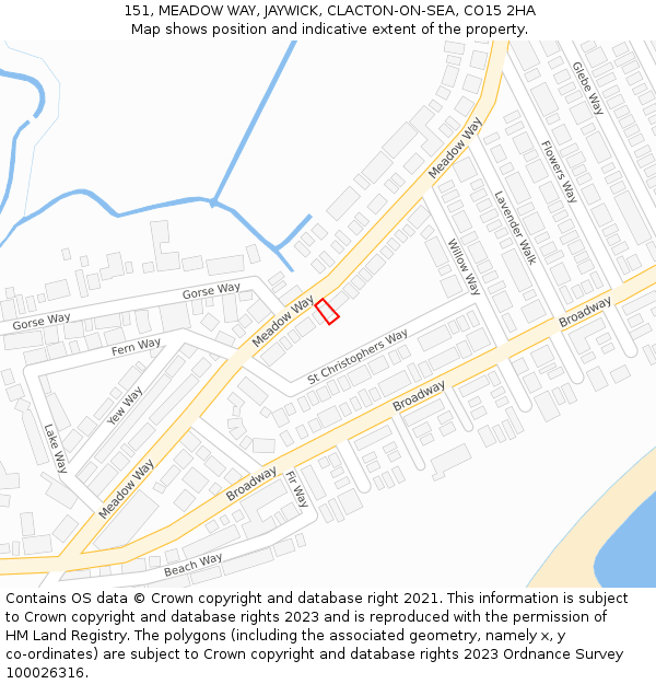 151, MEADOW WAY, JAYWICK, CLACTON-ON-SEA, CO15 2HA: Location map and indicative extent of plot